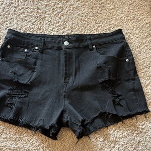 Almost Famous Black Distressed Jean Shorts